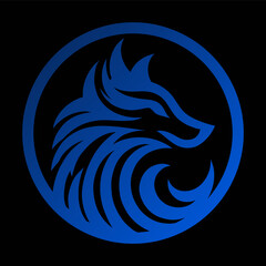 Naklejka premium wolf emblem or logo - blue on black background - artwork 3