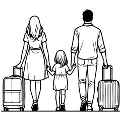 Family Traveling with Luggage.