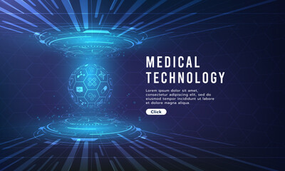 Healthcare technology and medical innovation digital technology background. Medical, science and technology concepts. Abstract futuristic design. Vector illustration. - obrazy, fototapety, plakaty