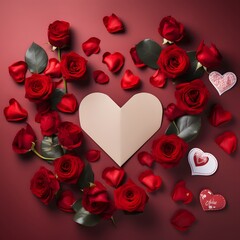 Fototapeta na wymiar red roses arranged in a heart shape