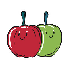 Bell pepper cartoon. Bell pepper cartoon character design. Bell pepper on white background. for poster, banner, web, icon, mascot, background. Vector illustration