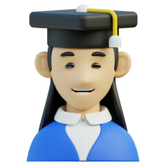 female student 3d icon illustration