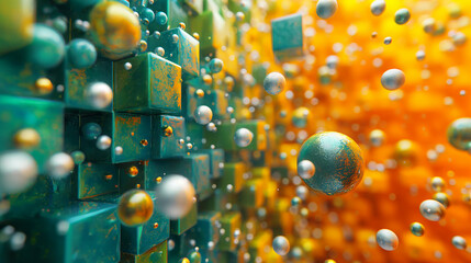 Abstract pattern of spheres and cubes