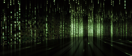 Digital matrix background with falling code, abstract background.
