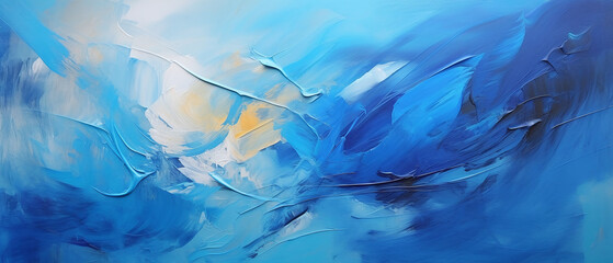 Fototapeta na wymiar Blue water abstract background, oil painting background.