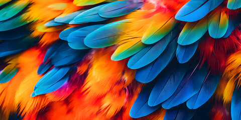 Vibrant Feather Texture in Vivid Colors - obrazy, fototapety, plakaty
