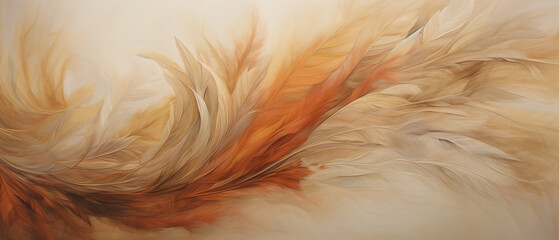Feathery textures and shapes in an abstract manner.