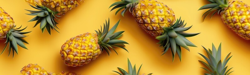 Seamless pattern of pineapple. Banner