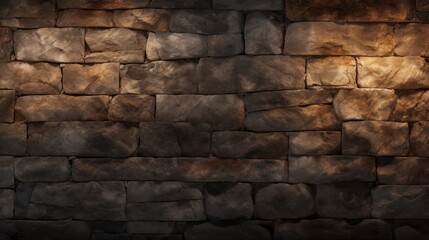 Dramatic side-lit stone wall showcases enhanced textured, rough surface aesthetics. Ai Generated