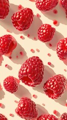 Raspberry pattern background . Vertical background 