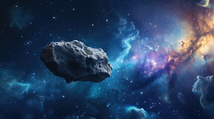 Witness a comet in outer space, a large stone against a nebula backdrop. Ai Generated - obrazy, fototapety, plakaty