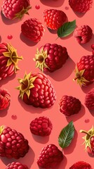 Raspberry pattern background . Vertical background 