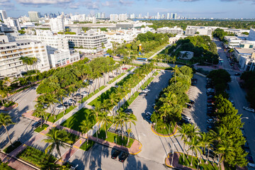Miami Beach, Florida, USA -  Aerial of Collins Park.