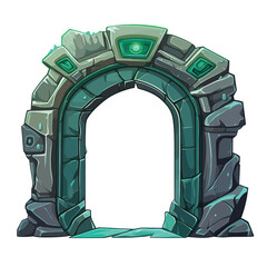 Fantasy game magic portal door or gate on stone 