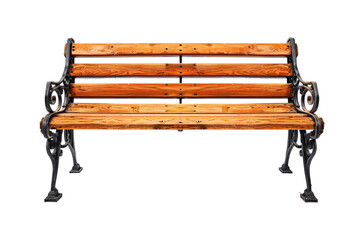 a wooden park bench isolated on a transparent background, a rustic outdoor bench cut out PNG
