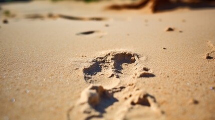 Fototapeta na wymiar Footprints in the sand on the beach. Shallow depth of field.