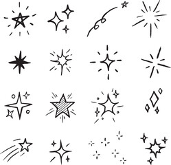 Handwriting illustration of stars, Star set