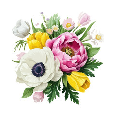 Frame decorated with flowers, tulips for women's day on March 8. Spring celebration