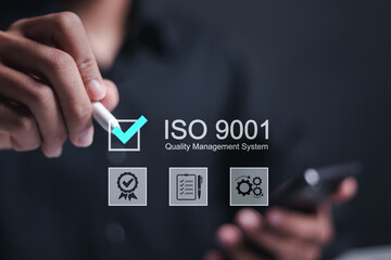 QMS, ISO 9001 Quality Management System concept. Certified and quality management of organizations...