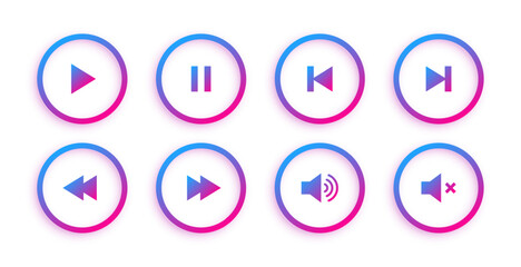 collection of audio player control button sign design