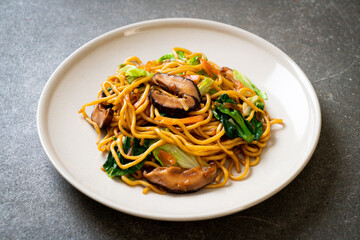 yakisoba noodles stir-fried with vegetable in asian style - vegan and vegetarian food