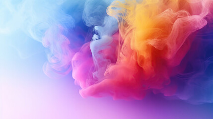 Fototapeta premium Abstract clouds of color smoke colorful texture background. Colored fluid powder explosion with white space.