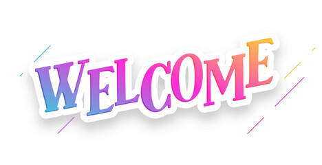 sticker style colorful welcome lettering banner for party invitation