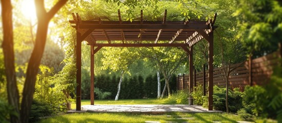 Obraz premium Sunny photo of pergola shade.