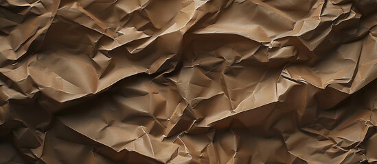 Close-up of wrinkled brown paper texture