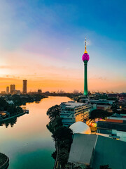 Sunset serenity at the Lotus Tower