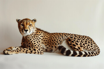 Cheetah lying on a white background