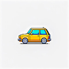 Pixel art car on white background. vector illustration.