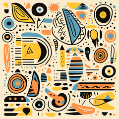 Vector hand drawn flat design abstract doodle pattern