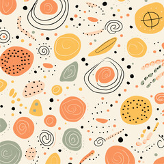 Vector hand drawn flat design abstract doodle pattern