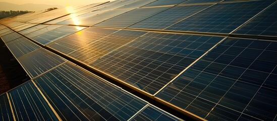 Solar panels are a sun-powered substitute for traditional power stations. - obrazy, fototapety, plakaty