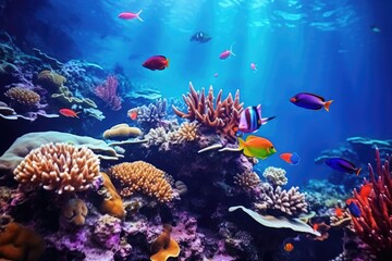 Naklejka na ściany i meble Beautiful underwater world and its inhabitants