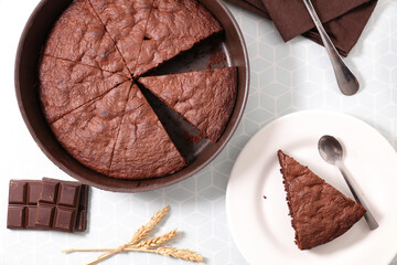chocolate cake and spice, top view