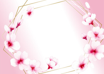 Elegant watercolor frame/card of cherry blossoms_pink