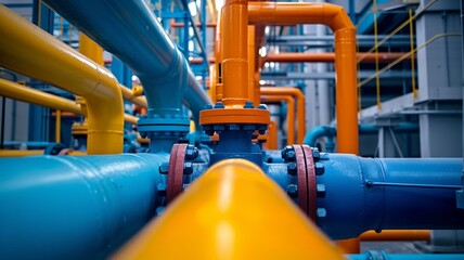 Fototapeta na wymiar Intense hues of an efficient gas supply network in industrial setting