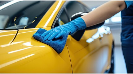 Close-up of a female hands washing car. Diligent hands working tirelessly, erasing every speck of dirt and restoring the car's original luster.