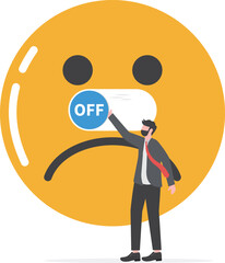 switch off negative, Overcome stress and anxiety, emotional problem, uncertainty or worried about work, depression or mental illness, sad and stressful concept,

