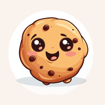 Happy smiling Kawaii cute cookie. Vector flat cartoon