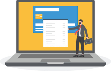 user doing online payment from home, Paying bill online vector, Online Money Transaction Concept, Payment on internet illustration

