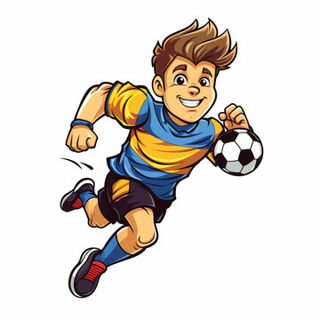 Running Football Player Cartoon Vector isolated