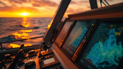 High-tech marine navigation system monitoring weather patterns