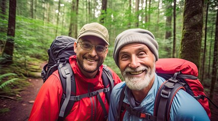 Surrounded by the wonders of the natural world, these two hiking buddies embark on an unforgettable journey. Their smiles reflect the joy of exploration and the strength of their enduring friendship.