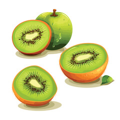 Tropical delicious fruit with kiwi icon cartoon