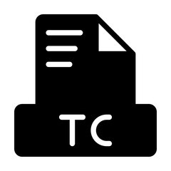Tc file icon simple design solid style. document text file icon, vector illustration.