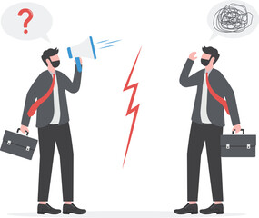 information exchange and effective communication gap, two business person arguing and quarrel

