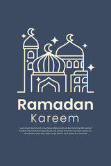 Islamic Ramadan Kareem mosque icon background with minimalist and outline icon style use for ramadan celebration social media flyer and islamic holidays greeting poster